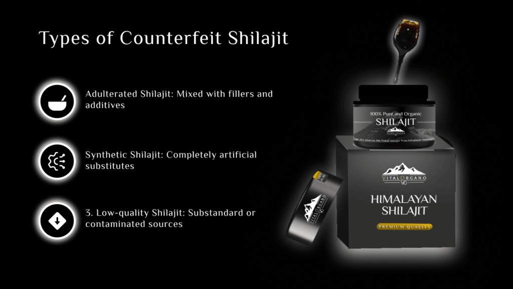 Types of counterfiet shilajit